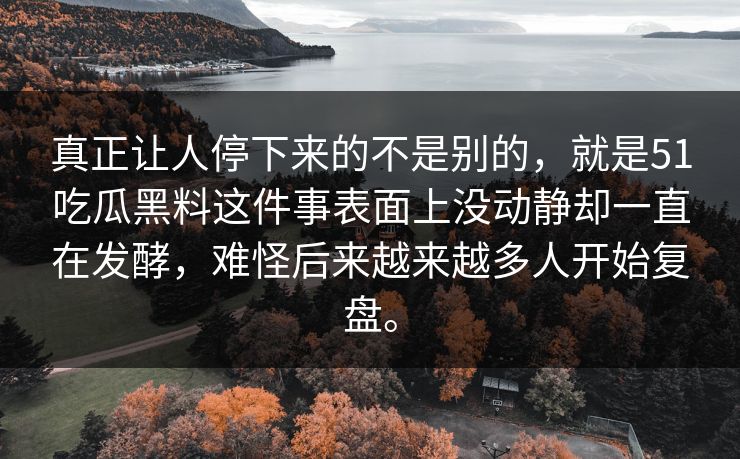 真正让人停下来的不是别的，就是51吃瓜黑料这件事表面上没动静却一直在发酵，难怪后来越来越多人开始复盘。