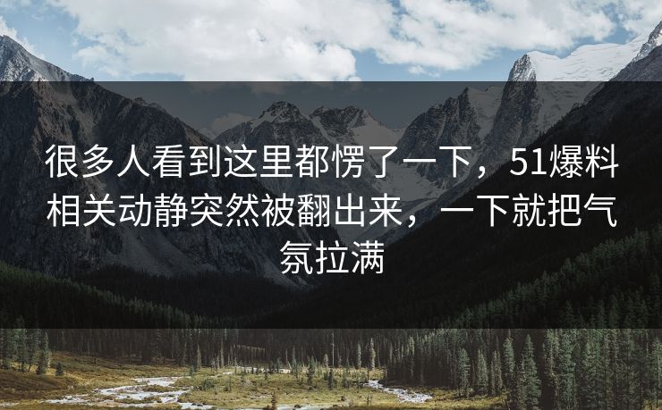 很多人看到这里都愣了一下，51爆料相关动静突然被翻出来，一下就把气氛拉满