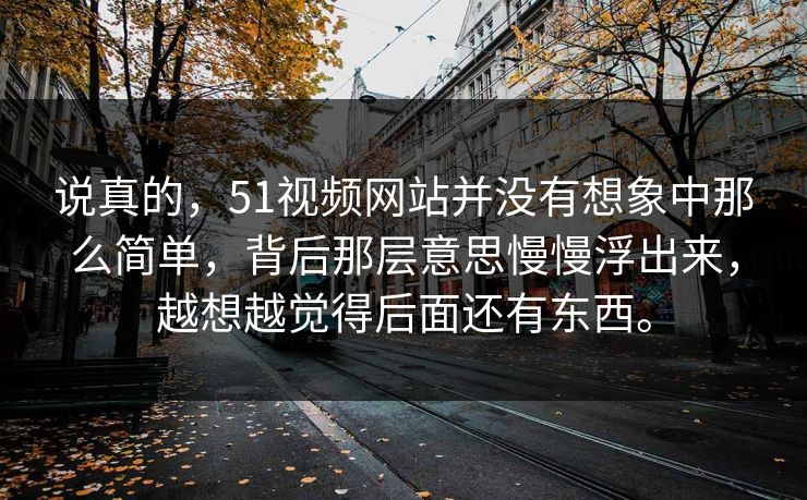 说真的，51视频网站并没有想象中那么简单，背后那层意思慢慢浮出来，越想越觉得后面还有东西。