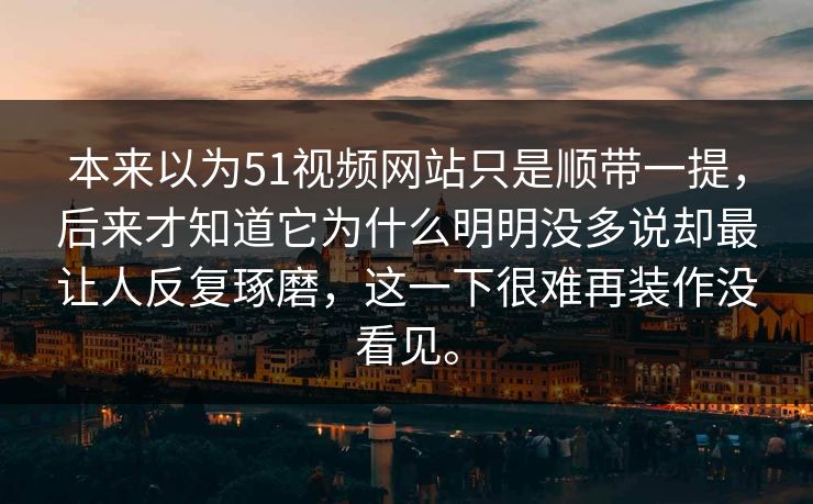 本来以为51视频网站只是顺带一提，后来才知道它为什么明明没多说却最让人反复琢磨，这一下很难再装作没看见。