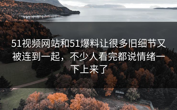 51视频网站和51爆料让很多旧细节又被连到一起，不少人看完都说情绪一下上来了