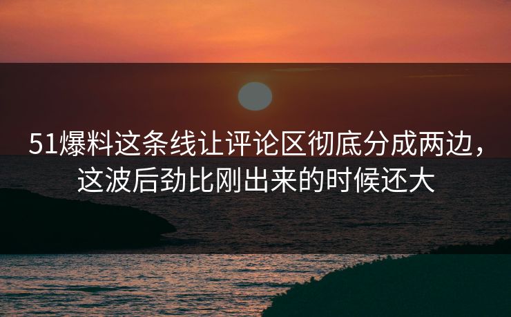 51爆料这条线让评论区彻底分成两边，这波后劲比刚出来的时候还大