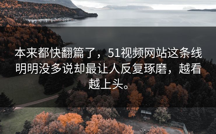 本来都快翻篇了，51视频网站这条线明明没多说却最让人反复琢磨，越看越上头。